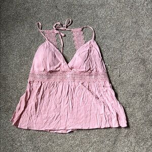 Pink Lace Halter Top